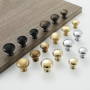 Solid Brass Round Cabinet Pulls & Knobs - Black Finish for Cabinets - Silver 32mm / 1pc