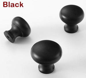 Solid Brass Round Cabinet Pulls & Knobs - Black Finish for Cabinets - Silver 25mm / 1pc