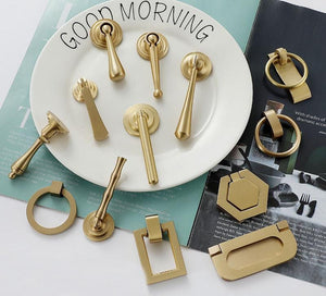 Solid Brass Round Cabinet Pulls & Knobs - Matte Gold Finish Hardware - #6 - 57mm / 1pc