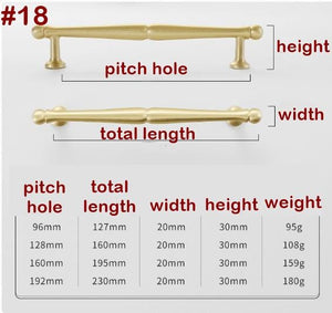 Solid Brass Cabinet Pulls & Knobs - Brass Color Finish for Cabinets - #18 160mm / 1pc