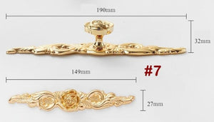 Solid Brass Floral Cabinet Pulls & Knobs - Gold Finish for Cabinets - #7 190mm / 1pc