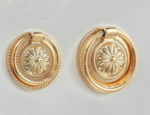 Solid Brass Floral Cabinet Cup Pulls - Gold Finish for Wardrobes - view 7