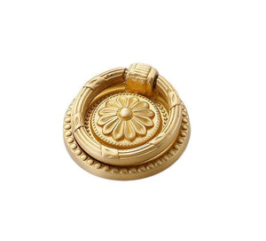 Solid Brass Floral Door Knocker Ring Pulls - Gold Finish Hardware - #1 / 1pc
