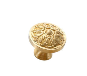 Solid Brass Floral Cabinet Pulls & Knobs - Gold Finish for Cabinets - #8 / 1pc