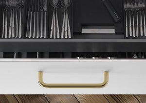 Solid Brass Cabinet Pulls & Knobs - Silver Finish for Wardrobes - #4 Gold 96mm / 1pc