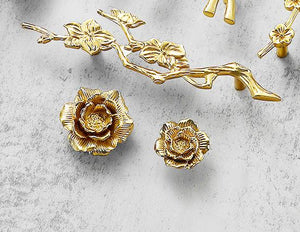 Solid Brass Floral Cabinet Pulls & Knobs - Gold Finish for Cabinets - view 4
