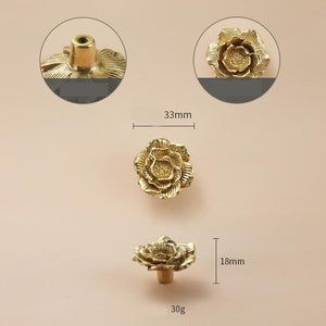 Solid Brass Floral Cabinet Pulls & Knobs - Gold Finish for Cabinets - #6 45mm / 1pc