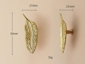 Solid Brass Leaf Cabinet Pulls & Knobs - Gold Finish for Cabinets - view 7