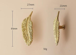 Solid Brass Leaf Cabinet Pulls & Knobs - Gold Finish for Cabinets - view 8