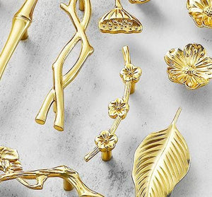 Solid Brass Floral Cabinet Pulls & Knobs - Gold Finish for Cabinets - view 4