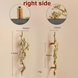 Solid Brass Floral Cabinet Pulls & Knobs - Gold Finish for Cabinets - view 3