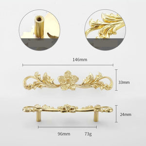 Solid Brass Floral Cabinet Pulls & Knobs - Gold Finish for Cabinets - view 3