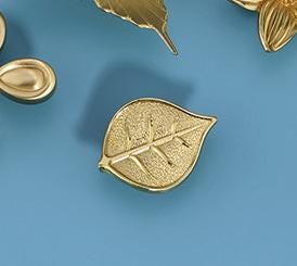 Solid Brass Leaf Cabinet Pulls & Knobs - Gold Finish for Cabinets - view 4