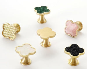 Solid Brass Floral Cabinet Pulls & Knobs - Black Finish Hardware - #1 Brass / 1pc