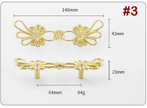Solid Brass Floral Cabinet Pulls & Knobs - Gold Finish for Cabinets - view 2