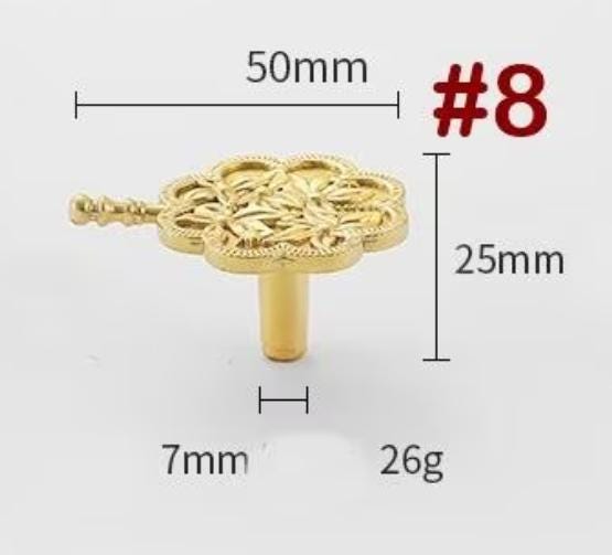Solid Brass Flower Drawer Knob 25 50mm 1" 2" Gold Color Kitchen Door Drawer Pull Furniture Hardware Wholesale