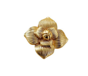Solid Brass Floral Cabinet Pulls & Knobs - Gold Finish for Cabinets - #12 / 1pc