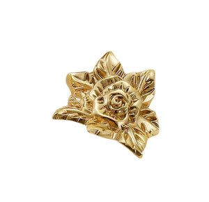 Solid Brass Floral Cabinet Pulls & Knobs - Gold Finish for Cabinets - #15 / 1pc