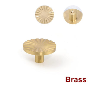 Solid Brass Sunflower Cabinet Pulls & Knobs - Gold Finish Hardware - #6 brass 37mm / 1pc