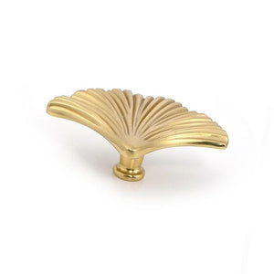 Solid Brass Leaf Cabinet Pulls & Knobs - Gold Finish for Cabinets - #9 brass/66mm / 1pc