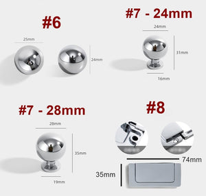 Solid Brass Cabinet Cup Pulls - Silver Finish Decorative Hardware - #3 - 25mm / 1pc