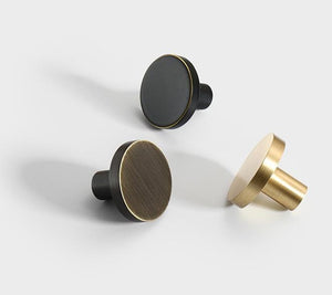 Solid Brass Round Cabinet Pulls & Knobs - Black Finish for Cabinets - Coffee Bronze 32mm / 1pc