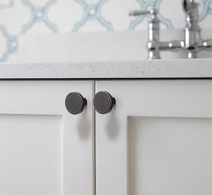Solid Brass Round Cabinet Pulls & Knobs - Black Finish for Cabinets - Black 27mm / 1pc