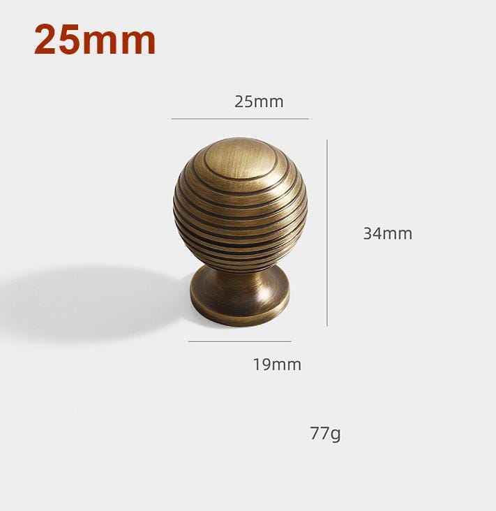 Art Deco Style Round Drawer Knob 1 1 1/8" Aged Solid Brass Hardware For Unique Handmade Vintage Home Kitchen Bathroom Cabinet Dresser Decor
