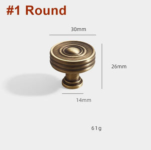 Solid Brass Round Cabinet Pulls & Knobs - Antique Bronze Finish - #1 T-Shape / 1pc