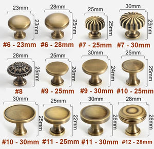 Solid Brass Vintage Cabinet Pulls & Knobs - Antique Bronze Finish - #1 - 30mm / 1pc