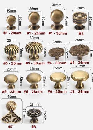 Solid Brass Round Cabinet Pulls & Knobs - Antique Bronze Finish - #1 - 25mm / 1pc