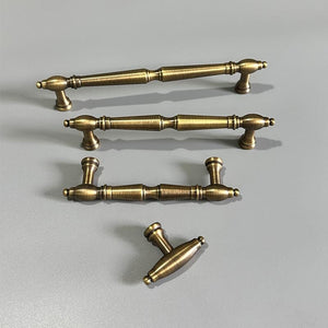 Solid Brass Round Cabinet Pulls & Knobs - Antique Bronze Finish - #1 T-Shape 50mm / 1 pc