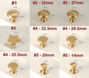 Solid Brass Floral Cabinet Pulls & Knobs - Matte Gold Finish - #2 - 27mm / 1 pc