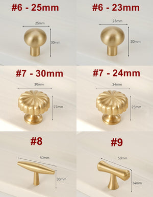 Solid Brass Floral Cabinet Pulls & Knobs - Matte Gold Finish - #2 - 32mm / 1 pc