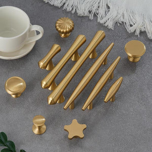 Solid Brass Floral Cabinet Pulls & Knobs - Matte Gold Finish - #1 / 1 pc