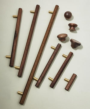 Solid Brass Wood Cabinet Pulls & Knobs - Mid-Century Hardware - #6 - 160mm / 1 pc