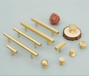 Solid Brass Minimalist Cabinet Pulls & Knobs - Matte Gold Finish - #1 / 1pc