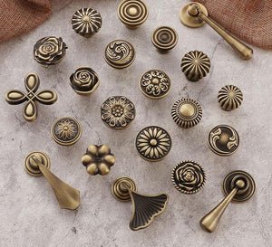 Solid Brass Floral Cabinet Pulls & Knobs - Art Deco Hardware - #7 / 1pc