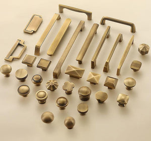 Solid Brass Vintage Cabinet Pulls & Knobs - Gold Finish Hardware - #1 / 1pc