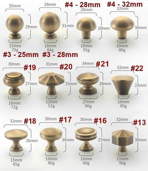 Solid Brass Vintage Cabinet Pulls & Knobs - Gold Finish Hardware - #3 - 28mm / 1pc