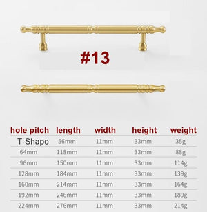 Solid Brass Fluted Cabinet Pulls & Knobs - Brushed Gold Finish - #2 - 25mm / 1pc