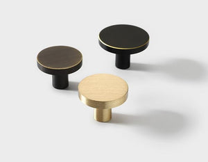 Solid Brass Round Cabinet Pulls & Knobs - Black Finish for Cabinets - Black 32mm / 1pc