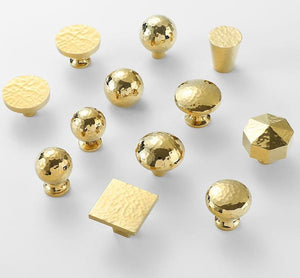 Solid Brass Geometric Cabinet Pulls & Knobs - Gold Finish Hardware - #3 - 24mm / 1pc