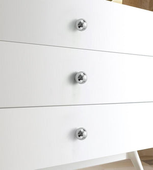 Solid Brass Geometric Cabinet Pulls & Knobs - Chrome Finish Hardware - #6 - 24mm / 1pc