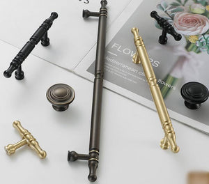 Solid Brass Vintage Cabinet Pulls & Knobs - Black Finish Hardware - #2 Black / 1pc