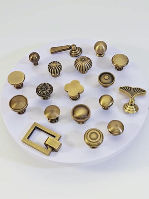 Solid Brass Vintage Cabinet Pulls & Knobs - Antique Bronze Finish - #2 - 25mm / 1pc