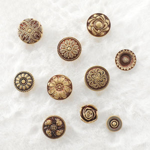 Solid Brass Floral Cabinet Pulls & Knobs - Gold Finish for Cabinets - #5 - 39mm / 1pc