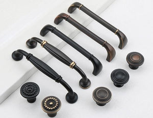 Solid Brass Vintage Cabinet Pulls & Knobs - Red Bronze Finish - #1 Black / 1pc