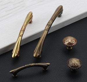 Solid Brass Round Cabinet Pulls & Knobs - Aged Bronze Finish - Gold - Round 32mm / 1pc