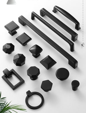 Solid Brass Geometric Cabinet Pulls & Knobs - Black Finish Hardware - #1 / 1pc